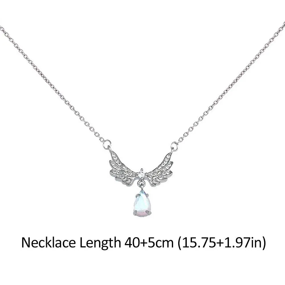 Angel Wings Necklace Ladies Girl Simple Y2K Blue Zircon Love Elegant Necklace Women Jewelry Chain Choker Jewelry
