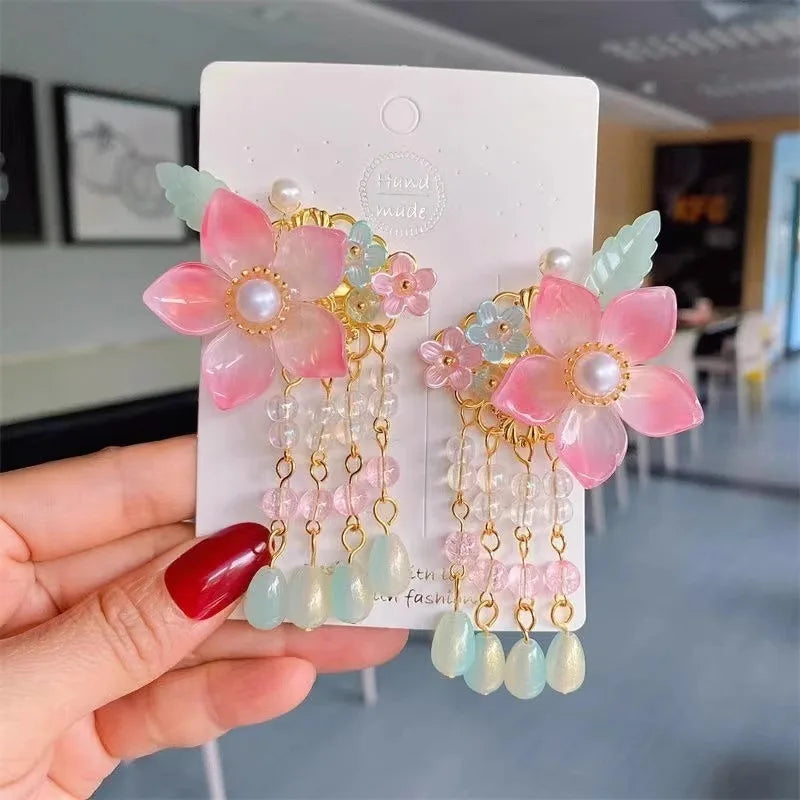 Children's Headwear Ancient Style Girl Hanfu Hair Bundle Wig Accessories Princess Dress Up Gift