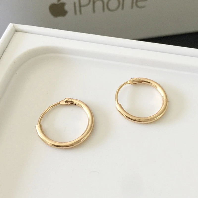 Minimalist Smooth Round Hoop Earrings for Women Trendy Geometric Gold Color Small Ear Huggie Loop Jewelry Accessories Gift