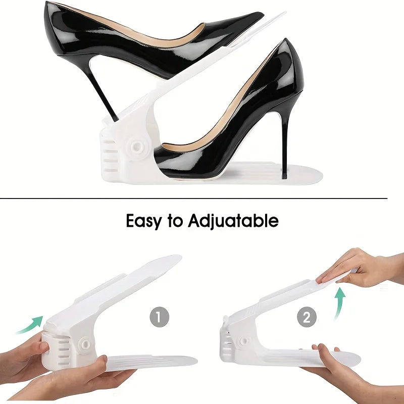 10 Pack Plastic Shoe Rack Adjustable Closet Organizer Space Saving Design for Dorm Living Room High Heels Sneakers Storage