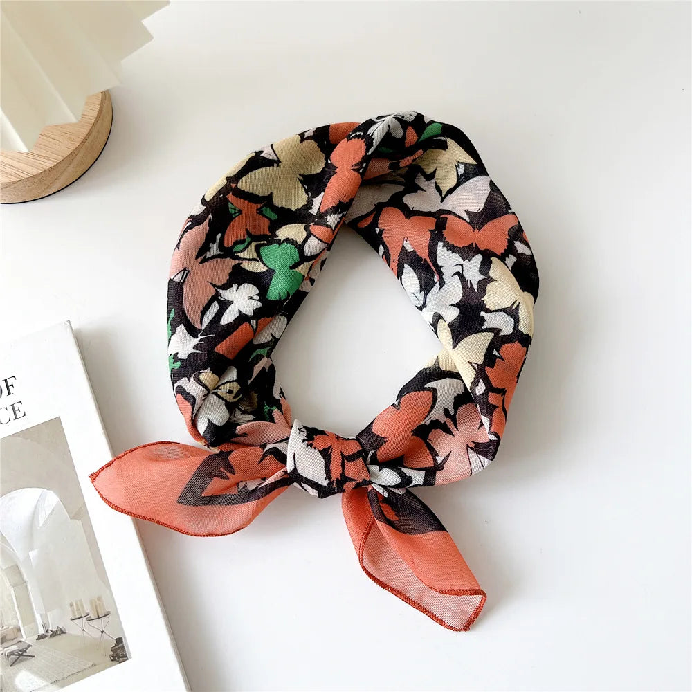 Fashion Cotton Linen Shawl Square Scarf for women sweet Cherry Print Hijabs Ladies Wraps summer sunscreen Bandanas Head scarf
