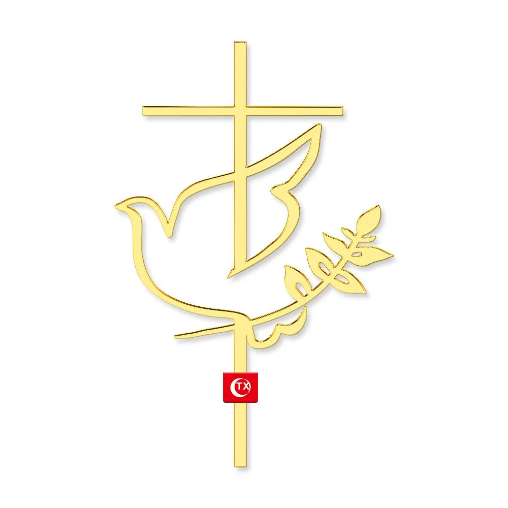 New Baptist Cake Topper Boys and Girls Pigeons IHS Eucharist Golden Cake Topper for Birthday Party Acrylic cake decoration