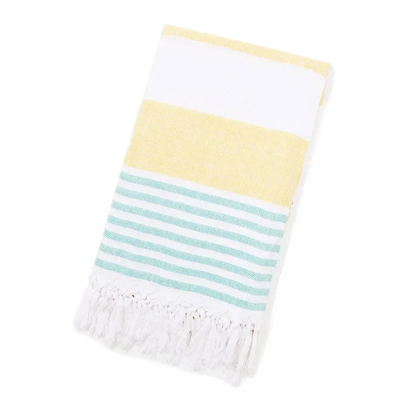 Cotton and Linen Striped Quick-drying Shawl European and American Popular Yarn-dyed Cotton Turkish Beach Towel with Tassels