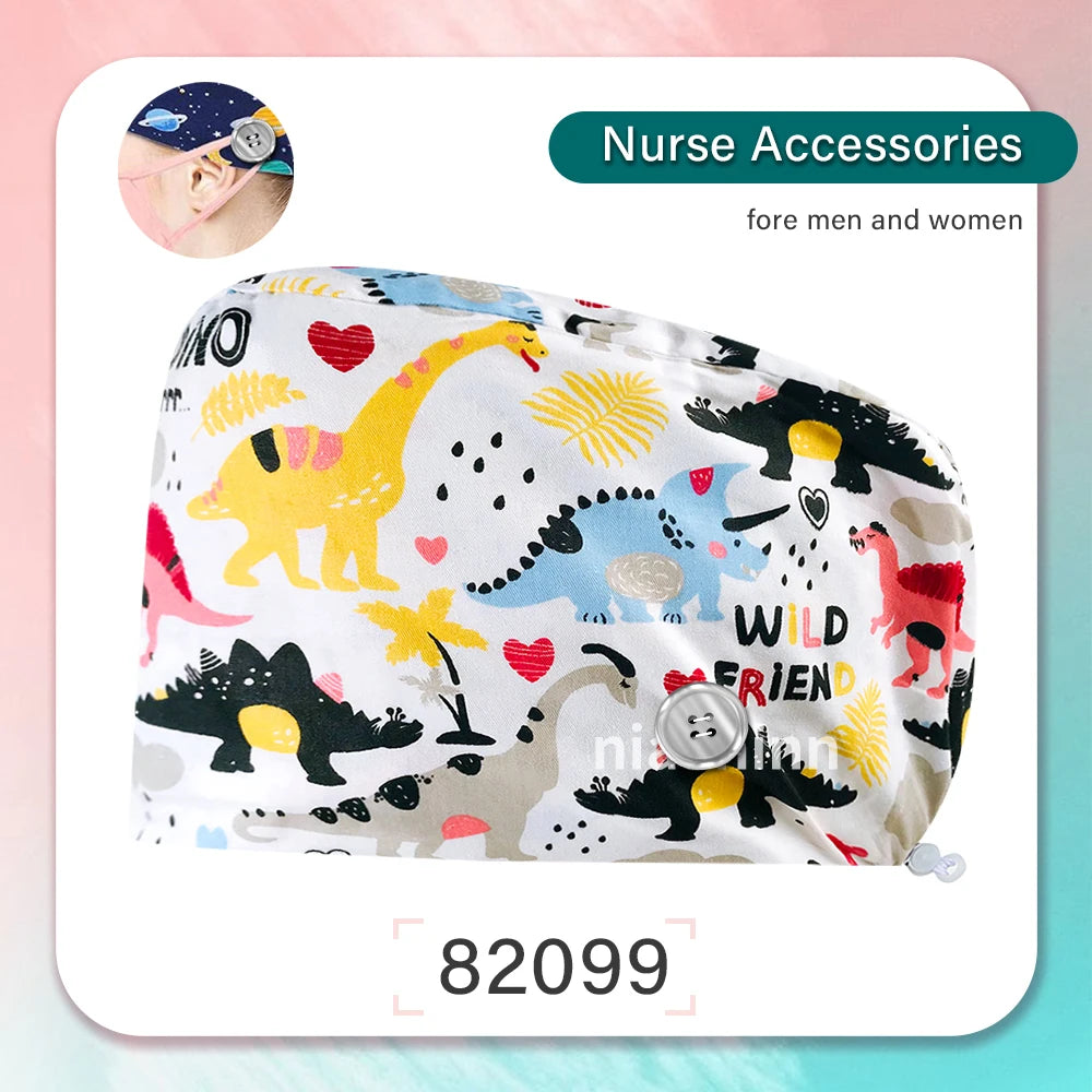 Nurse Scrubs Cap Women Health Workers Frosted Hat Lab Operator Work Cap Beauty Salon Dustjproof Working Hat Adjustable Scrub Cap