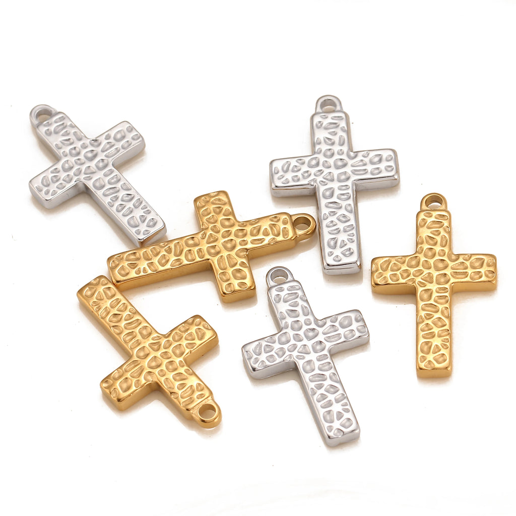 3pcs Stainless Steel Fashion Jesus Crosses Charm For DIY Necklace Earrings Pendant Jewelry Making Accessories Supplies Wholesale