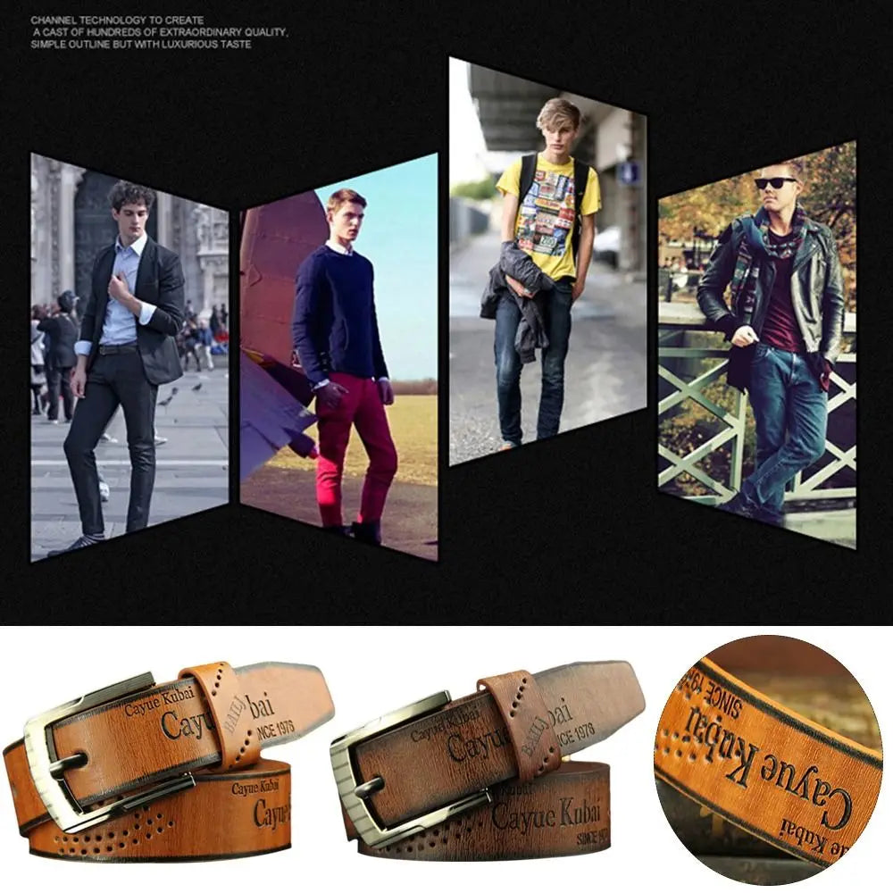 Men's Leather Belt Letter Print Luxury Classic Buckle Business Belts Cowboy Vintage Waistband Alloy Belts Durable