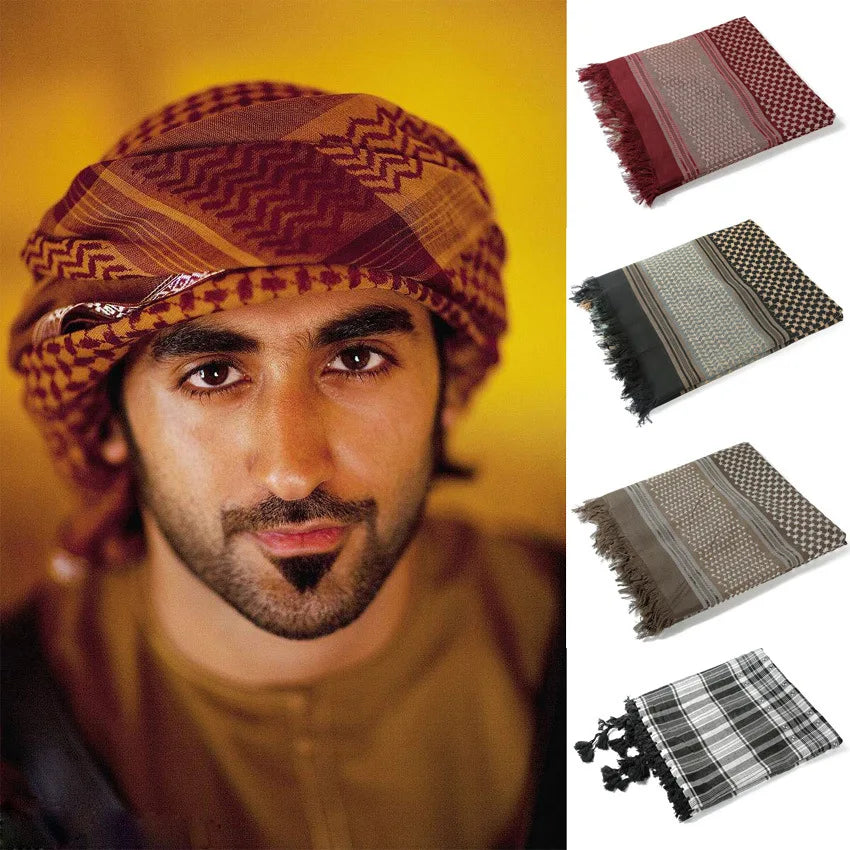 Men Muslim Head Scarf Saudi Arab Dubai Traditional Islamic Clothing Male Headscarf Hijab Plaid Turban Shemagh Gutra Prayer Wear
