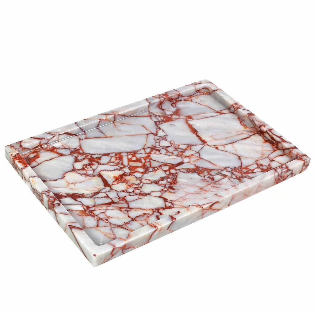 30x20x1.8CM Luxury Calacatta Viola Arabescato Natural Marble Stone Catchall Tray Carving Rectangular Storage Dish Home Decor