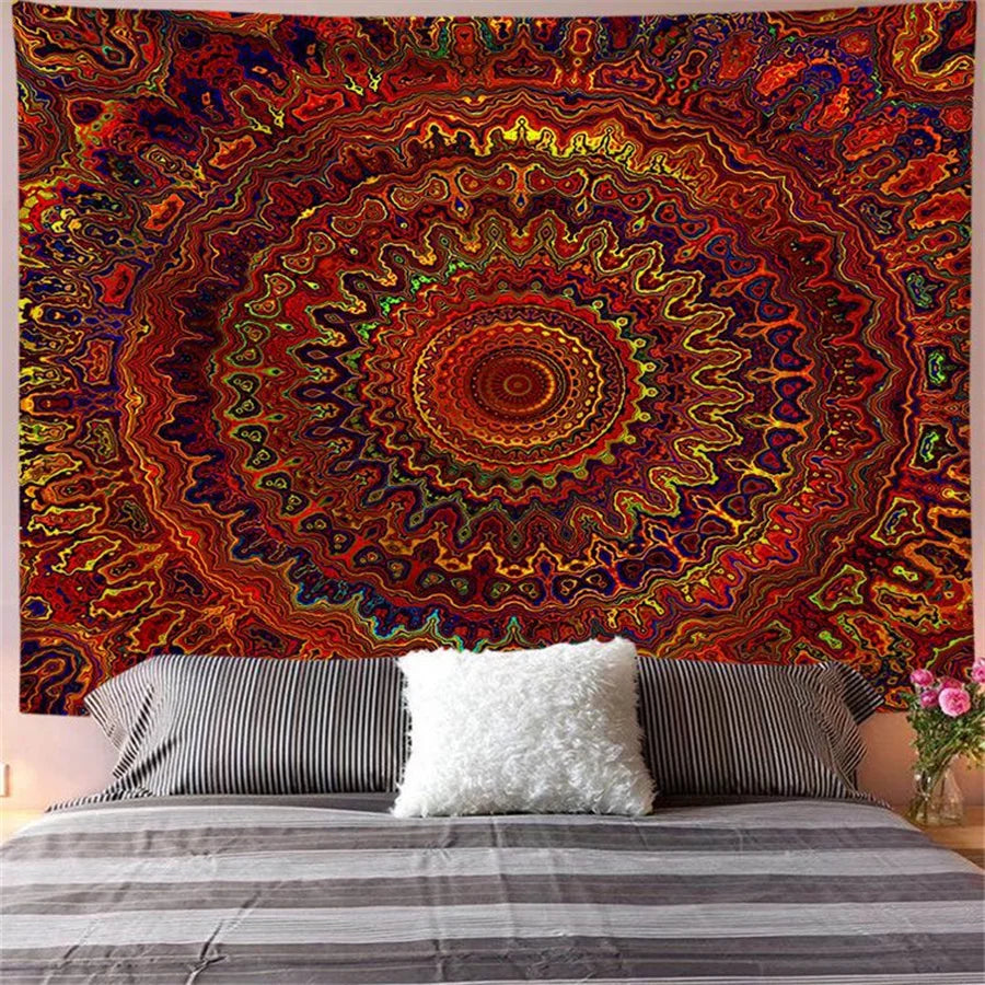 Indian Mandala Wall Hanging Tapestry Boho Hippie Cloth Fabric Large Elephant Tapestry Interior Bedroom Dorm Room Decor Aesthetic