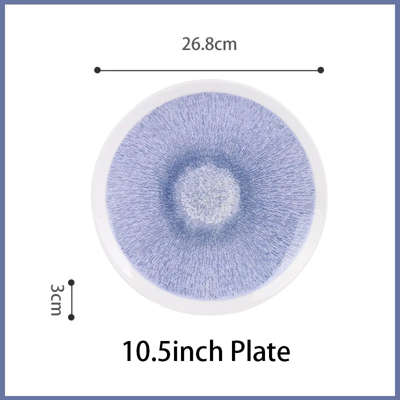 Purple Pupils Pattern Ceramic Tableware Chinese Ancient Fruit Snack Plate Seasoning Dipping Bowl Butter Dish Kitchen Tableware