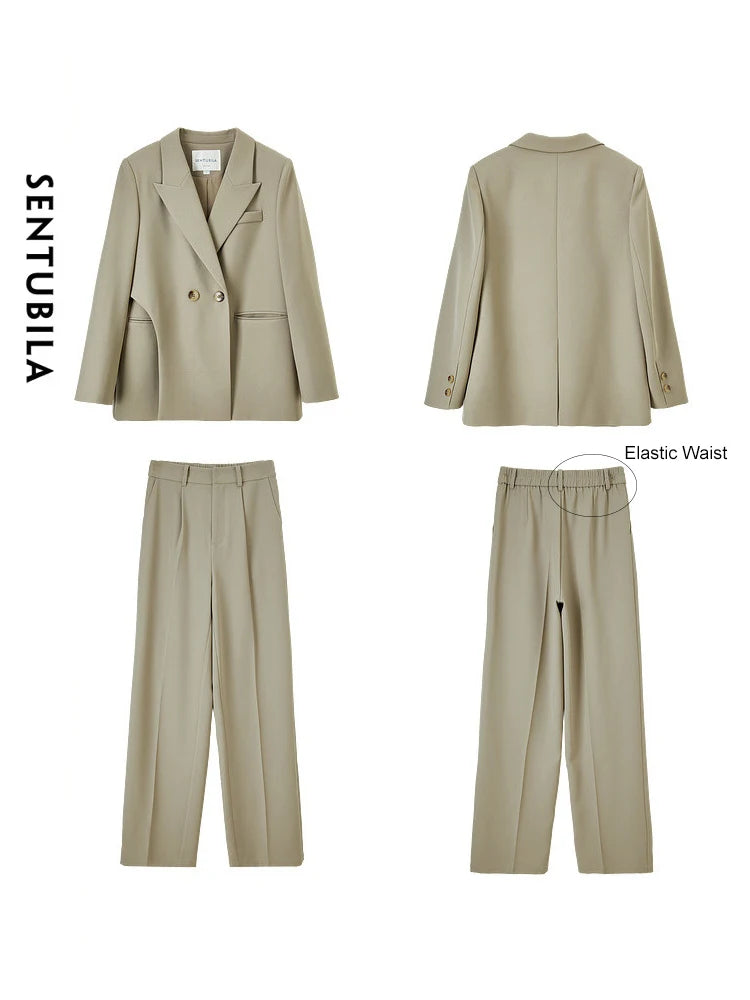 SENTUBILA Blazer Pant Suit Two Piece Set for Women Business Work Outfits 2024 Autumn Elegant Fashion Clothing Sets 133Z49975