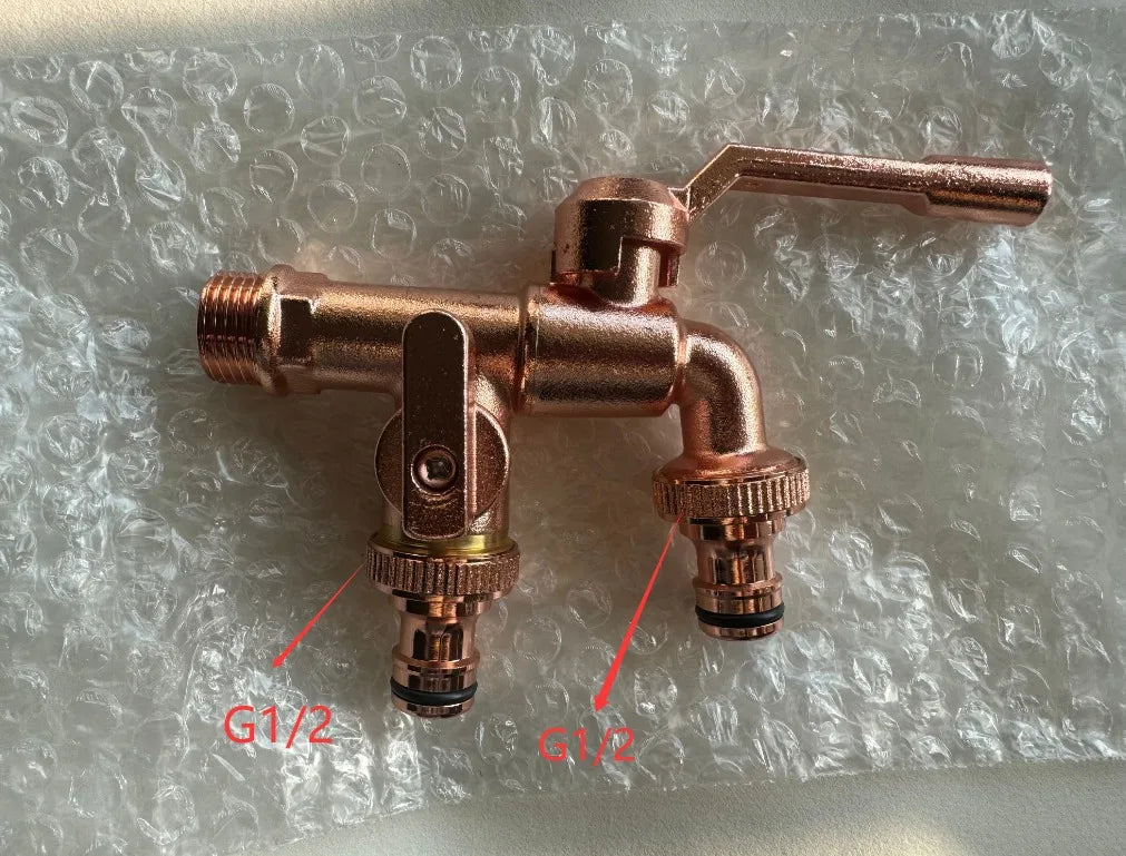 1PC Brass Bibcock 7 Colors Bronze Antique Outdoor Dual Outlet Faucet Washing Machine Out Garden Balcony Frost Protection Tap