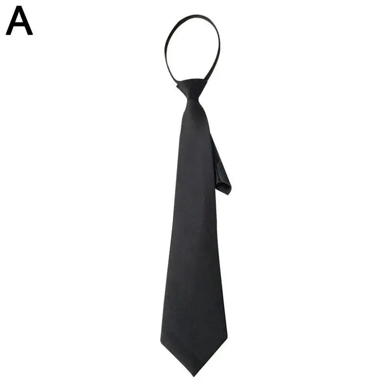 College Style Tie New Women's Clothing Versatile Student Zipper Arrow Type Lazy Retro Solid Silky Narrow Neck Tie Trendy Unisex