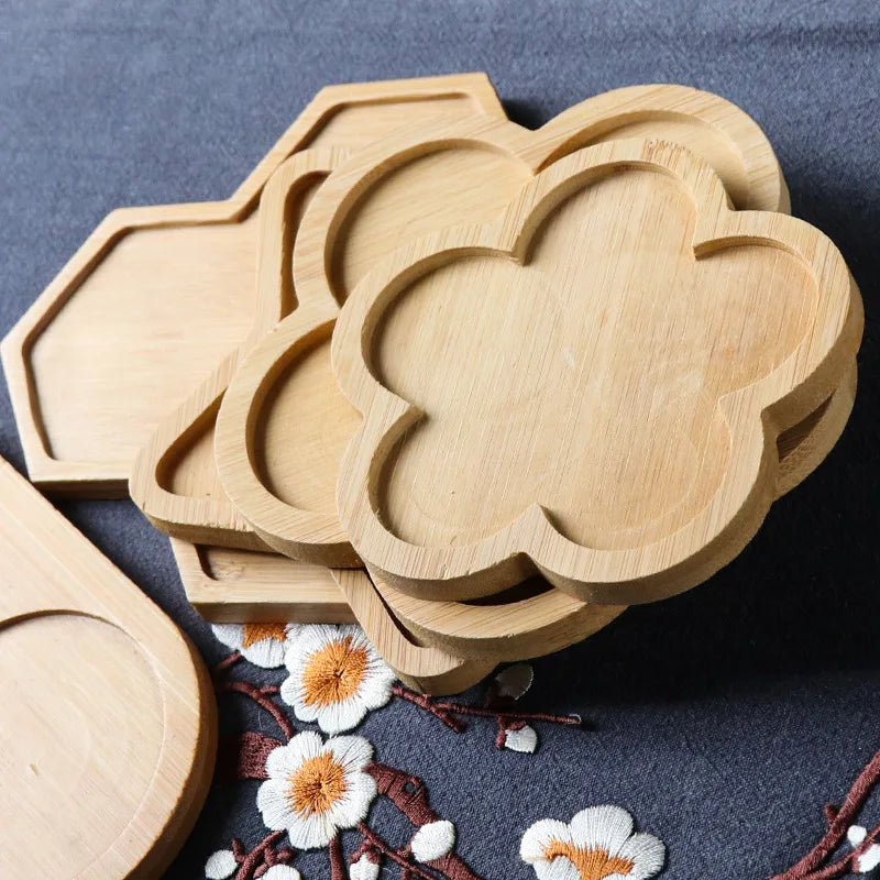 30 Style Round Square Flower Pots Planter Bamboo Tray Wood Holder Home Decor Gardening Supply Anti-Fade Simple Elegant Design