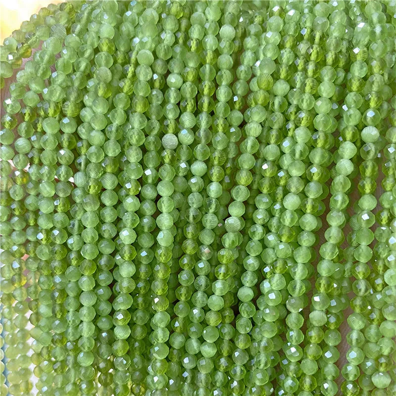 Micro Faceted Bead Natural Stone Beads Facted Green Emeralded 2 3 mm Spacer Loose Beads for Jewelry Making Necklace DIY Bracelet
