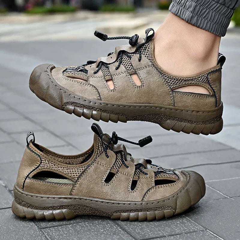 2025 Summer Men Sandals Genuine Leather Mens Casual Shoes Outdoor Men Leather Sandals for Men Beach Shoes Roman mens Shoes