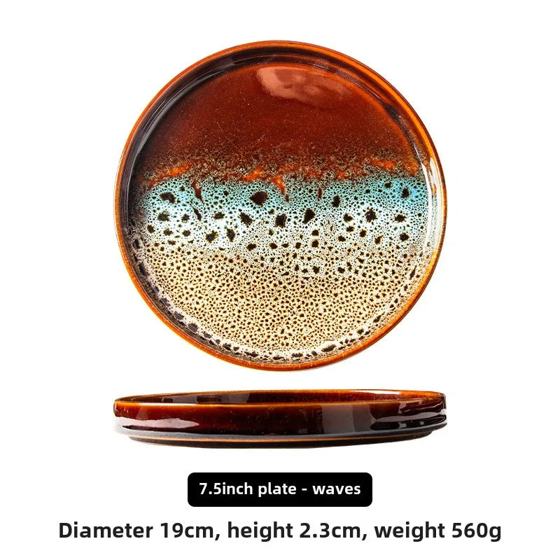 Ceramic household dish Ceramic dumpling plate ins high appearance level Western plate Japanese round tray