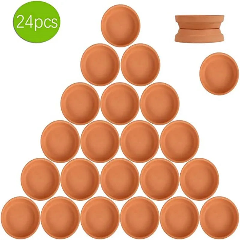 24pcs Terra Cotta Saucer, 3-inch Small Mini Clay Pots Tray, Suitable for 3inch, 2.5inch, 2inch Succulents Nursery Pots