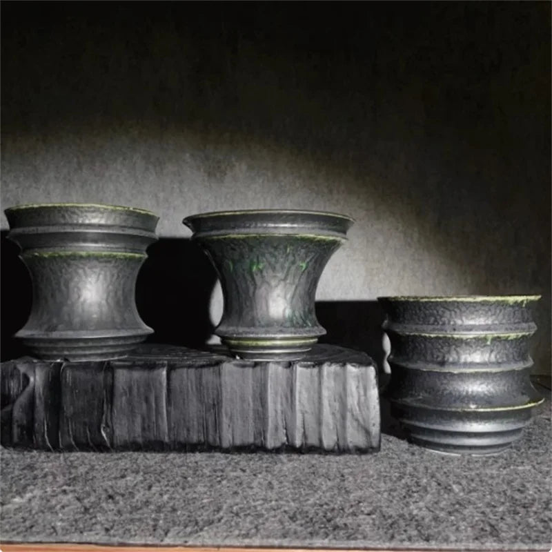 Glazed Green Porcelain Root Crops Pot,Pachypodium Agave Cactuses Plant Pot,Small Flower Vase,Bonsai Plant,Green Blue