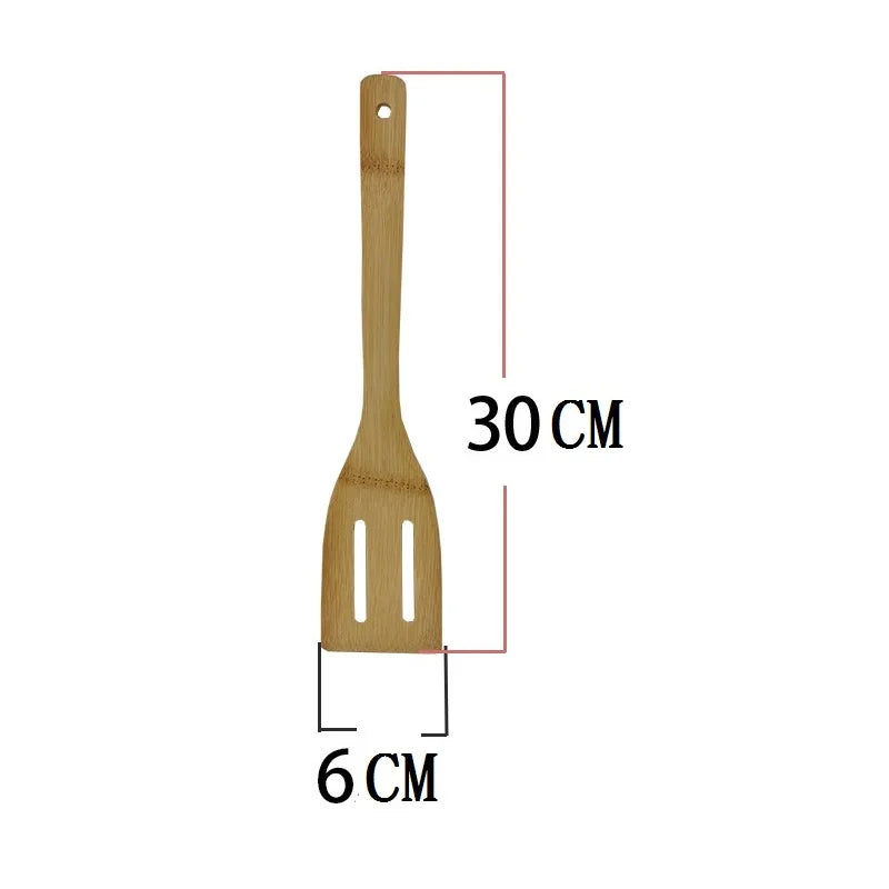 100Pcs/Lot Bamboo Spatula Non-Stick Pan Suit Special Bamboo Shovel Bamboo Spatula Soup Spoon Cooking Long Handle Kitchenware