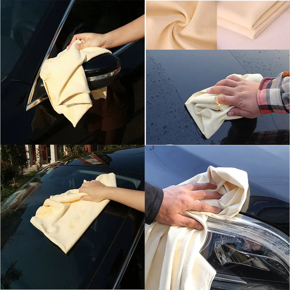 40x60CM Natural Deerskin Leather Clean Cloth Car Home Washing Care Quick Dry Cleaning Towel Super Absorbent Glass Drying Rags