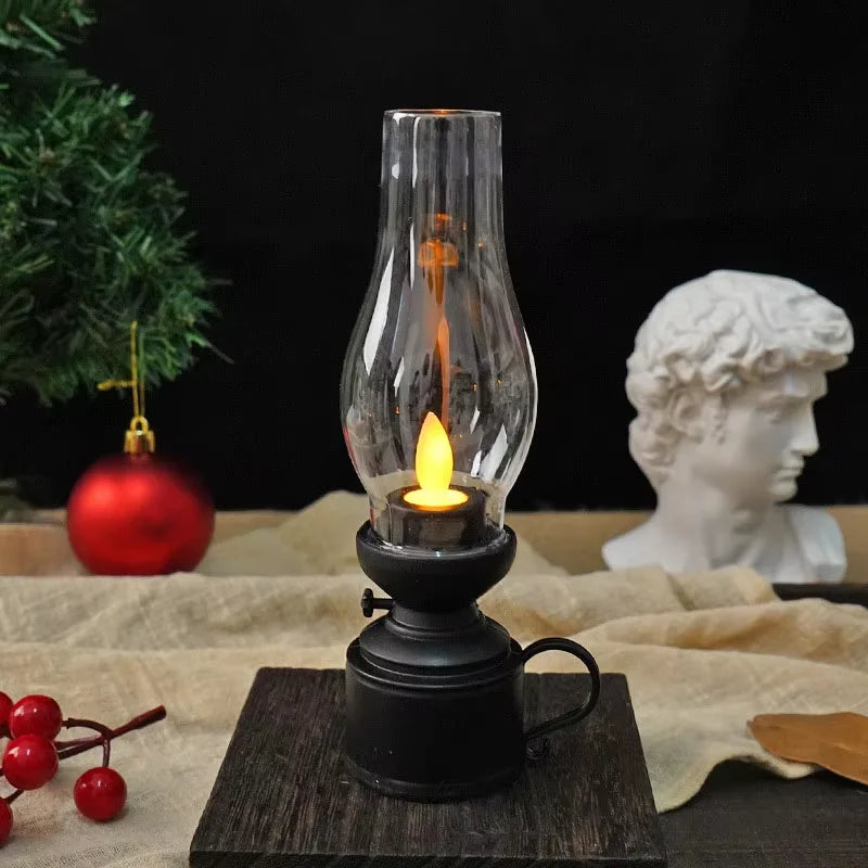 Vintage Lantern Retro Design LED Hanging Oil Lamp Battery Operated Decorative for Home Holiday Christmas Gifts Home Decor