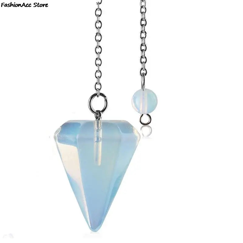 Healing Pendulum For Divination Pink Quartz Pendulums Biolocation Natural Gem Stone Chain Men Reiki Crystal Pendant