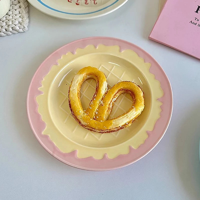 Nordic Style Tableware Household Patchwork Breakfast Plates 2025 New Simple Ceramic Dish Cream Ice Cream Shaped Dessert Plate
