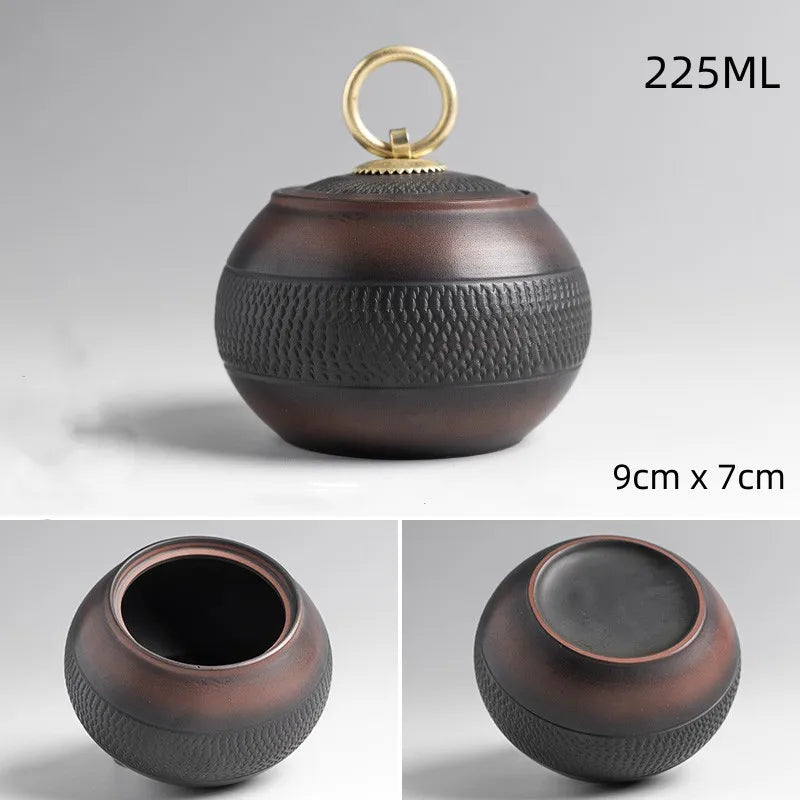 High-grade Purple Pottery   Retro Ceramic Sealed Pot Storage Jar Household Retro Tea Box Moisture-proof Storage Jar