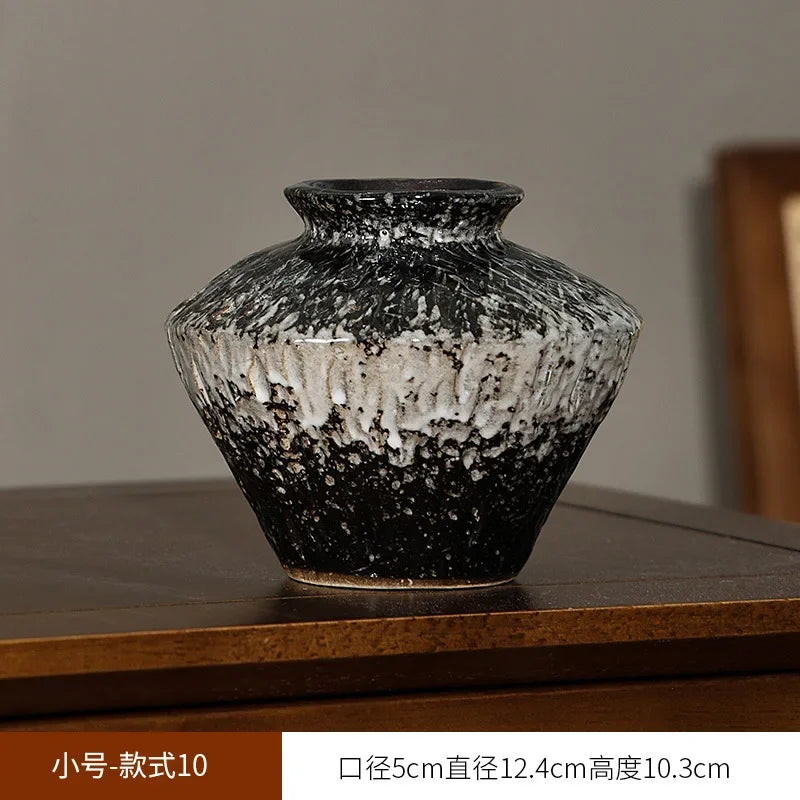 European Style Retro Style Ceramic Vase Living Room Advanced Sense Coarse Clay Pot Simple Dried Flower Arrangement Decoration