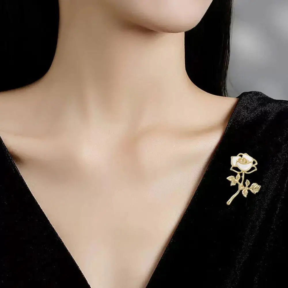 Fairy Rose Brooch For Women Luxury Design Natural Shell Chest Flower Brooch Pins Jewelry Romantic Badge Wedding Birthday Gifts