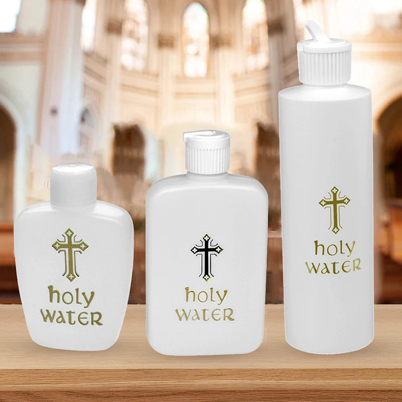 2/3Pcs 60/100/250ml Jesus Cross Pattern Holy Water Bottle Portable Prime Church Holy Water Bottle For Baptismal Pray