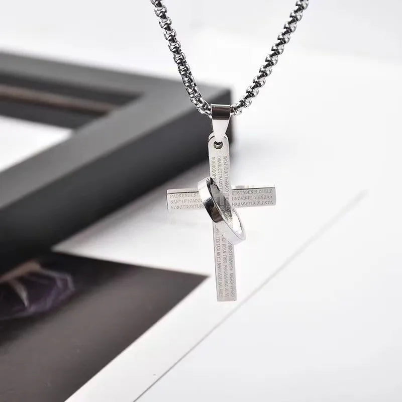 Simple Geometric Cross Pendant Necklace For Women Metal Jewelry Silver Color Chain Choker Men Party Gift Accessories