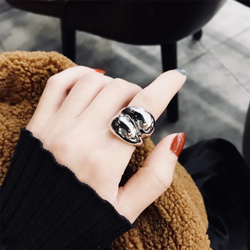 3Pcs Gold Color Silver Color Metal Minimalist Glossy Wide Open Rings Geometric Finger Ring for Women Men Jewelry Gifts Wholesale