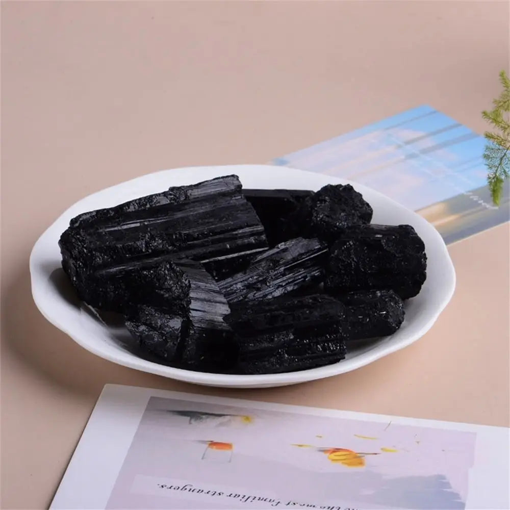 Creative Natural Natural Black Tourmaline Stone Crafts Black Black Tourmaline Raw Stone Handicraft Aromatherapy Stone Collection