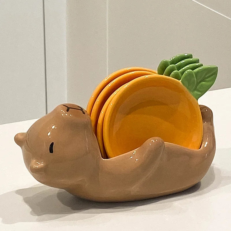 Creative Dish Set Cute Cartoon Shape Porcelain Household Tableware Hot Pot Barbecue Sauce Condiment Vinegar Dishes Personal Item