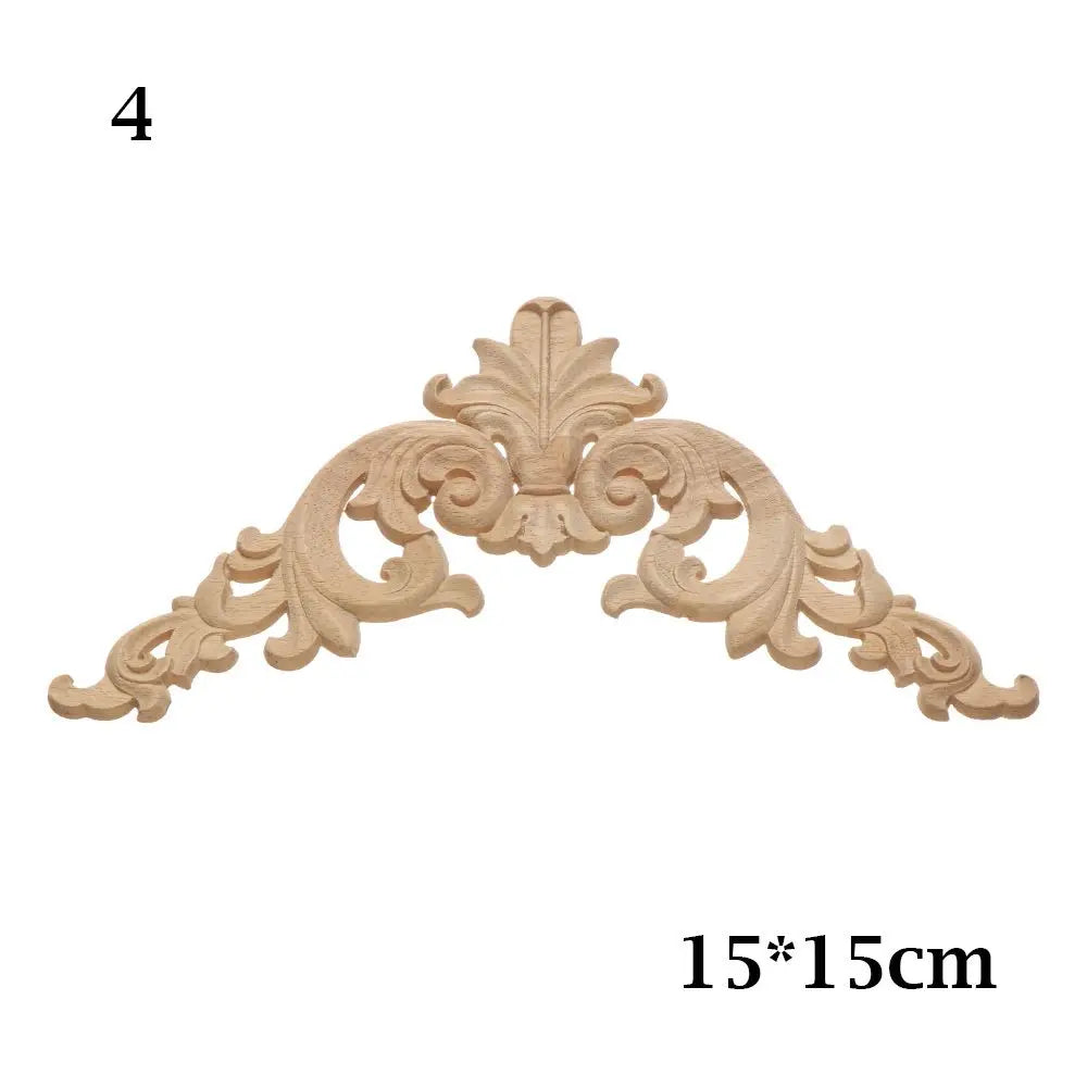 Furniture Parts Unique Natural Floral Wood Carved Corner Appliques Frame wooden Figurines Crafts Woodcarving Decorative