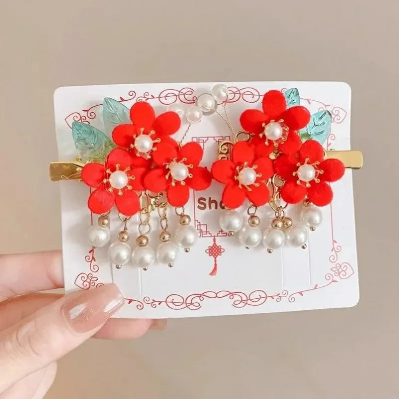 Children's Headwear Ancient Style Girl Hanfu Hair Bundle Wig Accessories Princess Dress Up Gift