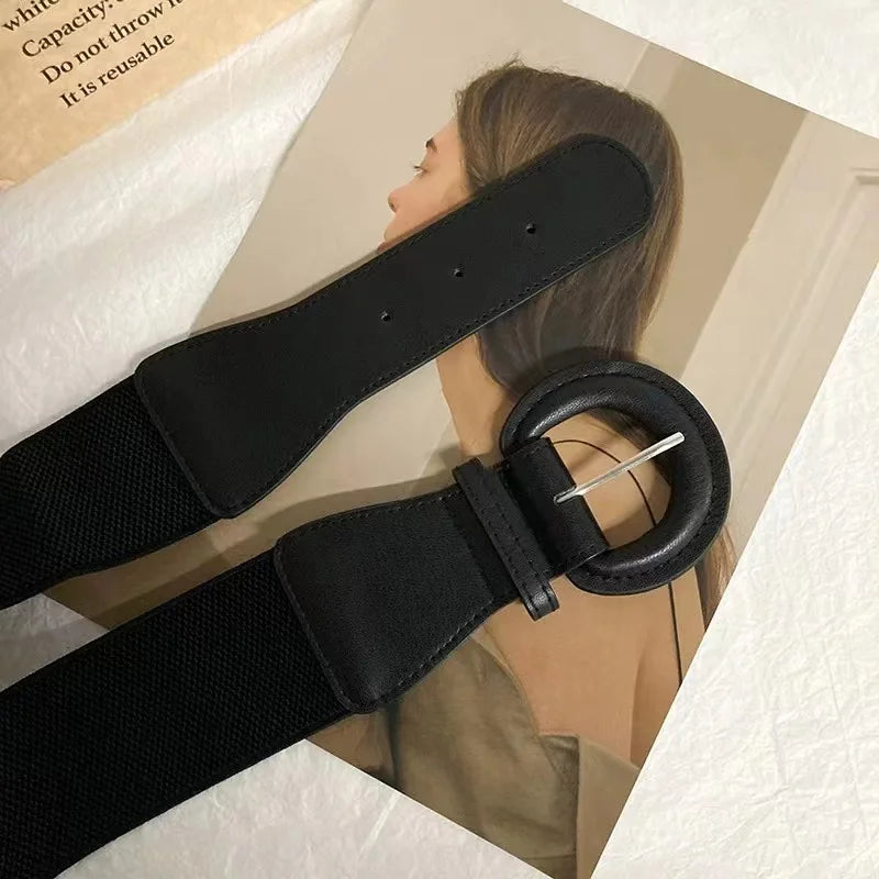 Belt women's embellished sweater versatile practical black stretch elastic vintage utility belt cinched waist suit waistband