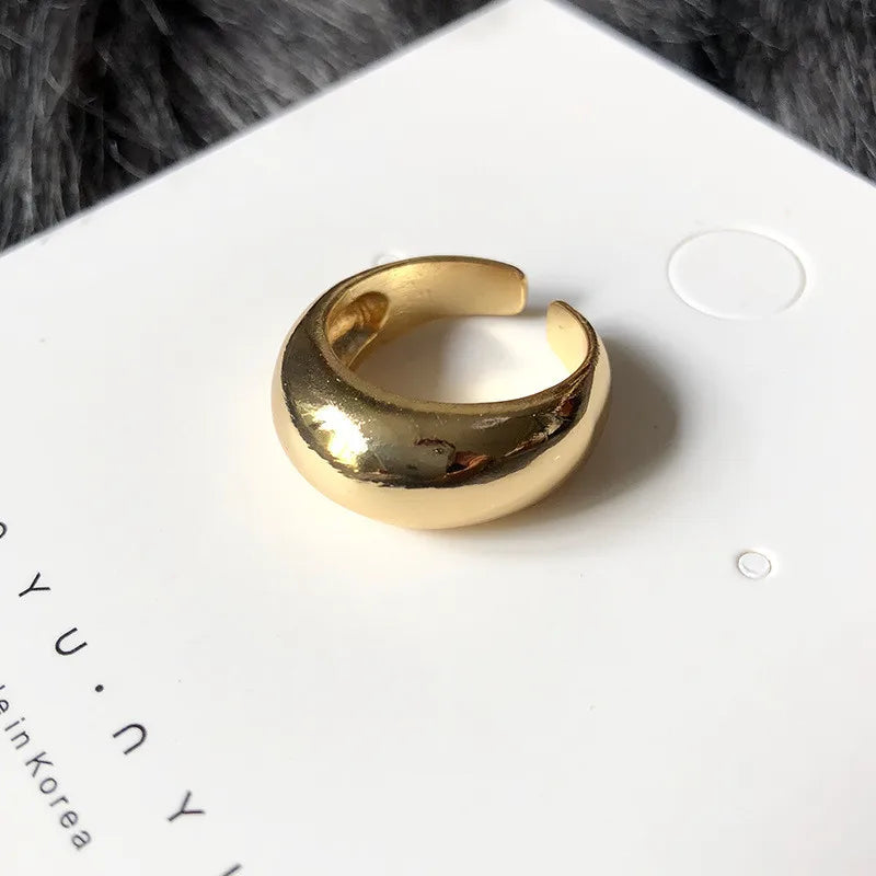 3Pcs Gold Color Silver Color Metal Minimalist Glossy Wide Open Rings Geometric Finger Ring for Women Men Jewelry Gifts Wholesale