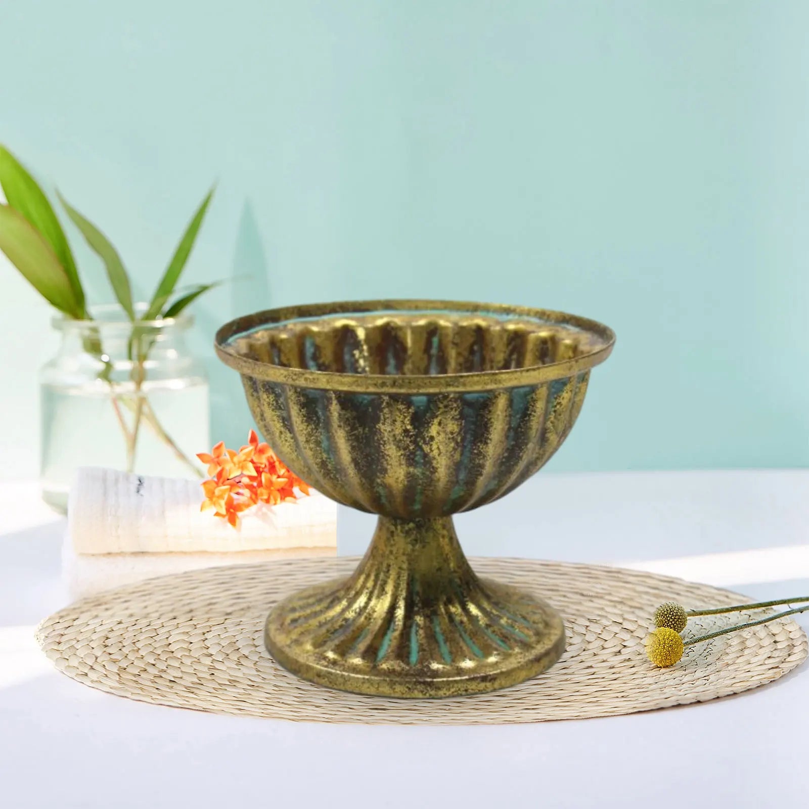 Decorative Vase Urn Planter Photography Props Traditional Flower Pot Small Flowerpot for Bedroom Indoor Wedding Dining Table