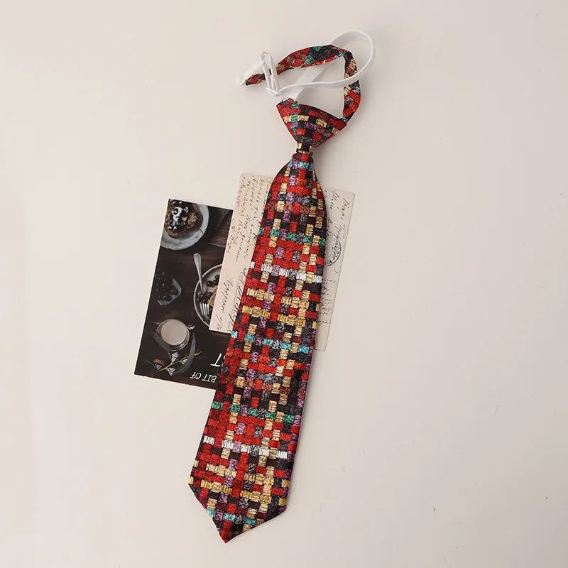 33cm Length Casual Trendy JK Ties Preppy Chic College Girl Short Necktie Polyester Floral Animal Printed Lazy-tie Vintage Cravat