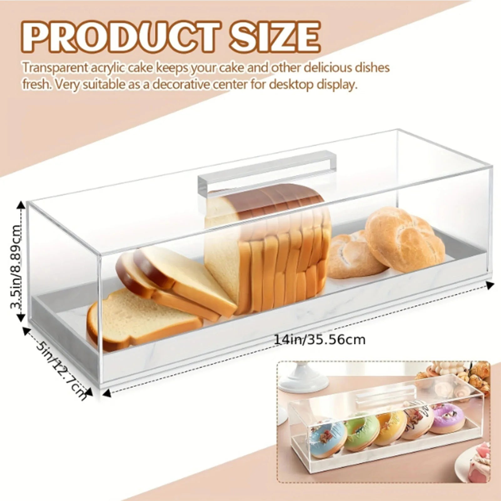 Cake Plate Dish Rectangle Cake Platter Rectangular Cake Tray Marble Grain Acrylic Multifunctional Dessert Serving Tray with Lid