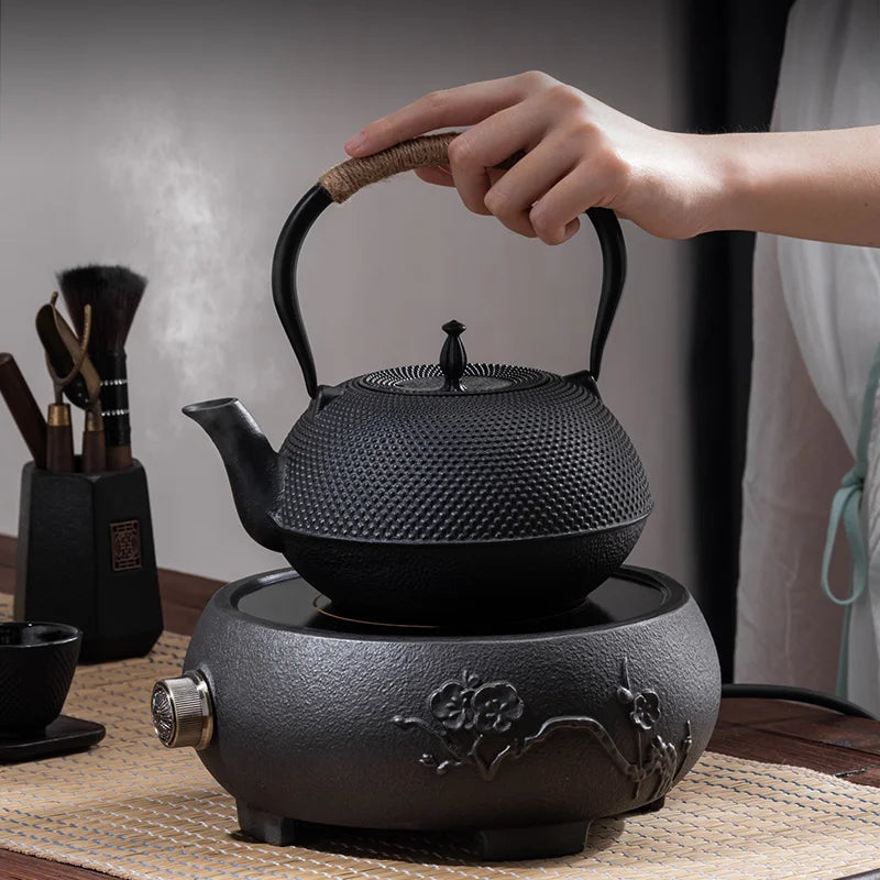GIANXI Cast Iron Tea Pot Camping Party Around The Stove Boiling Tea Water Separation Teacup Accessories Pu 'er Tea Set