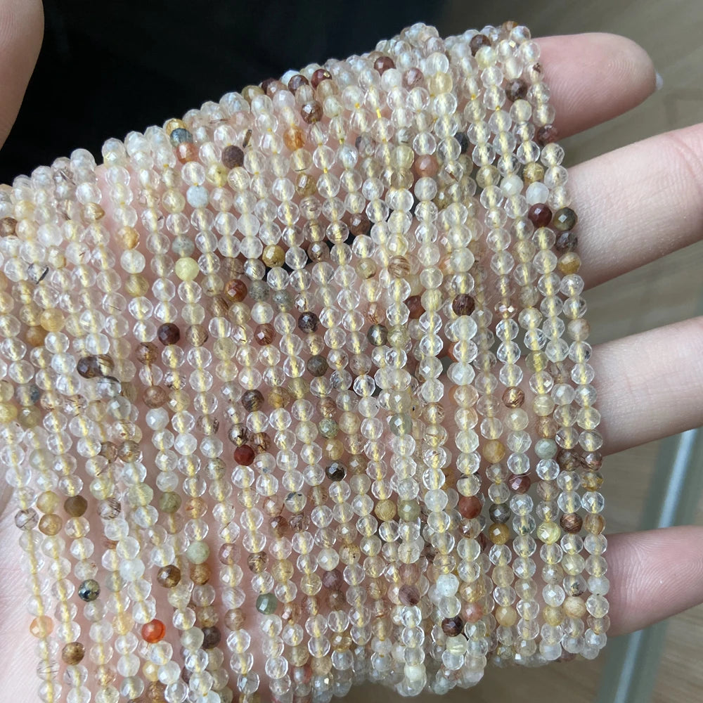 Faceted Natural 2 3 mm Stone Bead Zircon Rose Quartzs Amethysts Rubys Agates Seed Beads for Jewelry Making Beadwork DIY Supplies