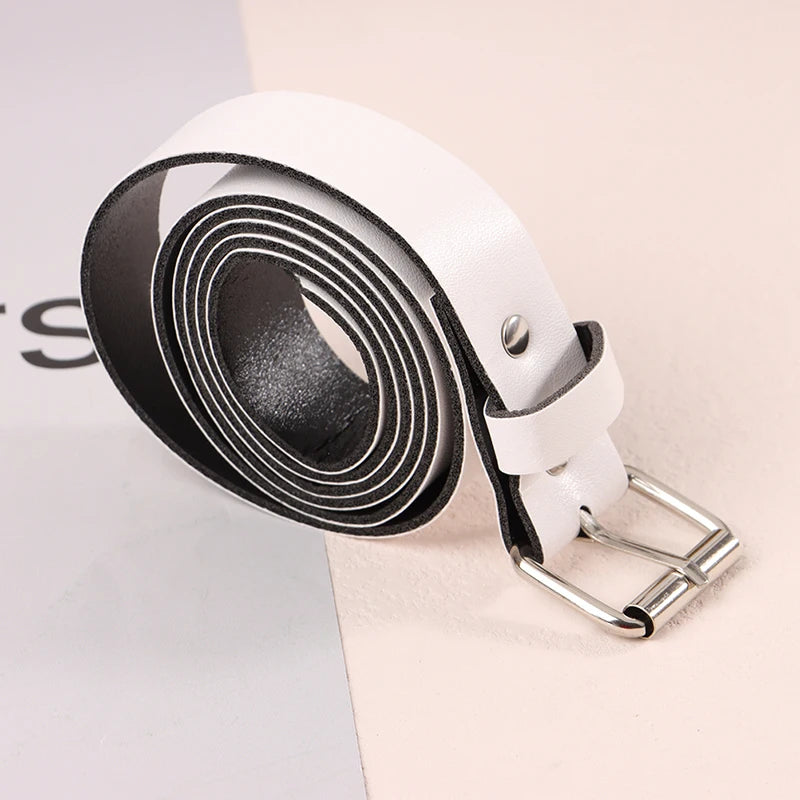 100CM Leather Belt Fashion Waist Belts Metal Buckle Waistband Pants Decorative Belt Clothing Accesories