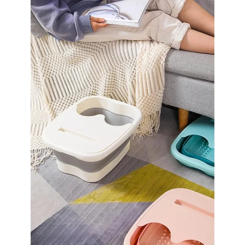 Foldable Footbath Massage Bucket Soaking Bucket Folding Basin Spa Foot Bath Bucket Household Bath Pedicure Dorm Room Essentials