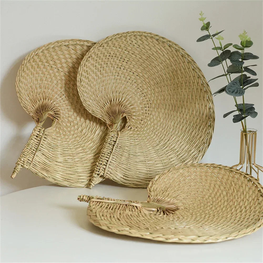 1/10PCS Hand Fans Hand Made Fan Rattan Decoration For Wedding Natural Palm Leaf Woven Fans Wall Art Decor Farmhouse Ornaments