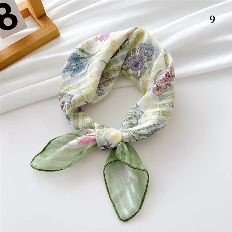 Fashion Cotton Linen Shawl Square Scarf for women sweet Cherry Print Hijabs Ladies Wraps summer sunscreen Bandanas Head scarf