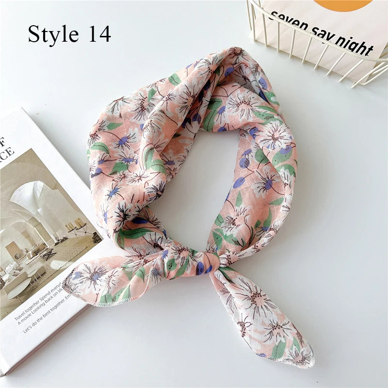 Fashion Cotton Linen Shawl Square Scarf for women sweet Cherry Print Hijabs Ladies Wraps summer sunscreen Bandanas Head scarf